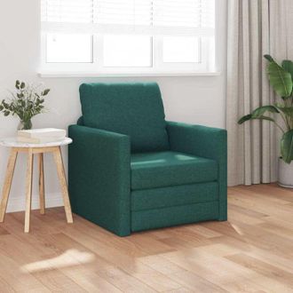 vidaXL Sof&aacute; Cama Con Coj&iacute;n Verde Oscuro 74 X 77 X 81 Cm Tela Vidaxl