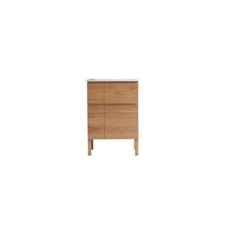 Tikamoon Mueble de ba&ntilde;o de roble macizo y cer&aacute;mica de 60 cm