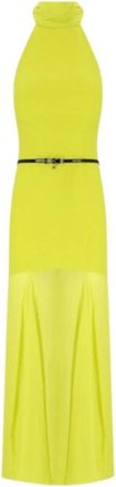 Elisabetta Franchi Lange Uitlopende Jurk - Dames - Maxi kleedjes - Groen - L - Polyester - Kleedjes