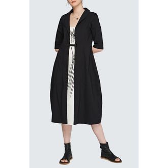 Luukaa D'Celli Iris Printed Cotton Jersey Dress in Black at Nordstrom, Size 12