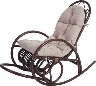 Hhg Hhg - Nunca Usado] Mecedora 648, Sill&oacute;n De Rat&aacute;n, Marr&oacute;n, Coj&iacute;n Crema