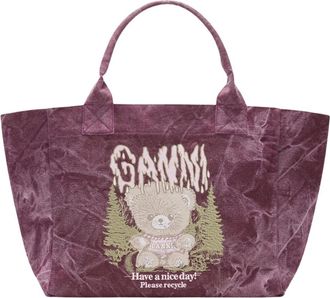 Ganni Cotton Shopper Tote - Dames - Shoppers - Paars - ONE Size - Katoen - Tassen