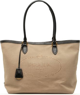 Prada Tweedhands Canvas Canapa Logo Schoudertas
