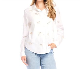 Karen Kane Oakley Embellished Button Up Shirt In Off White