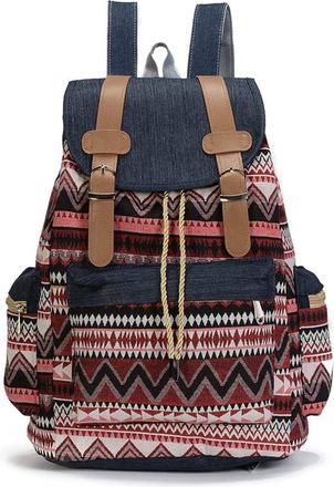Generic Women Canvas Vintinge Backpack Ethnic Backpack Bohemian Daypack Schoolbag B