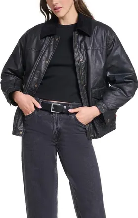 Levi's Relaxed Waxed Cotton Bomber Jacket in Black at Nordstrom, Size X-Large