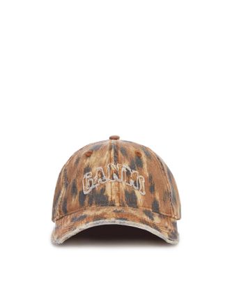 Ganni COTTON CANVAS BASEBALL CAP WITH PRINT - Ganni - Woman