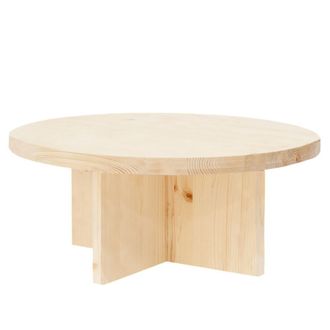 Deco Wood Mesa de centro redonda de madera maciza acabado natural de &oslash;60x33,2cm