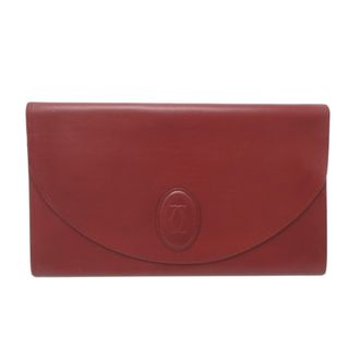 Cartier Bordeaux Red Color Leather Clutch Bag (Pre-Owned)