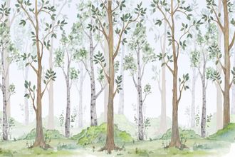 OEM Carta Da Parati Fotografica Per Bambini Con Foresta, Cespugli E Piante Ad Acquerello Dwk321 300x200