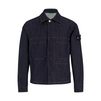 Stone Island Giacca Coach in Denim Raw Indigo - - Jackets - Uomo - Blu - L