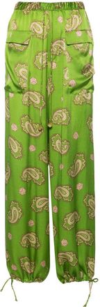 Alemais Dice silk wide-leg trousers - women - Silk - 8 - Green