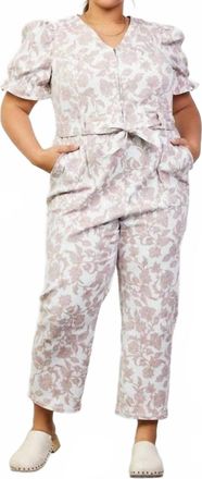 Skies Are Blue Clothing Printed Cotton Twill Jumpsuit In Ivory-Tan