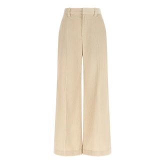 Brunello Cucinelli Trousers - female - Brunello Cucinelli - Wide Trousers - Beige - S - Trousers