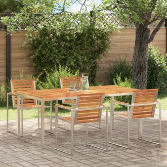Berkfield Home Outdoor Dining Table 180x90x75 cm Solid Wood Acacia in Brown | Size: 180 x 90 x 75 cm