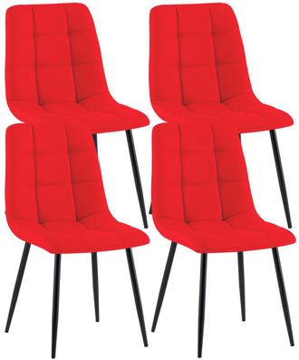 Clp Set De 4 Silla de comedor con patas de metal y asiento de Tela Rojo