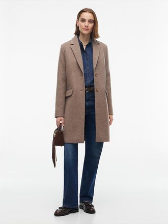 Tommy Hilfiger Womens Heathered Wool-Blend Coat - Taupe Melange - XXL