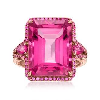 Ross-Simons Pink Topaz Ring With. Pink Sapphires in 14kt Rose Gold