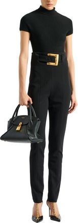 Balmain Ribbed knit bodysuit in Black at Nordstrom, Size 40