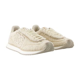Dolce & Gabbana Womens Wool-Blend Cushioned Sneaker Beige