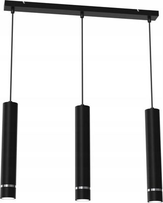 OEM L&aacute;mpara Colgante, Tira De Tubo, 3x Tubos Gu10, Encima De La Mesa, Isla, Negro, Cromo