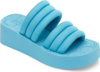 Roxy Totally Tubular Platform Wedge Slide Sandal in Aqua at Nordstrom, Size 7