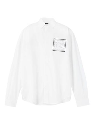Jacquemus Le Simon ML graphic print-pocket shirt - men - Fabric - 46 - White
