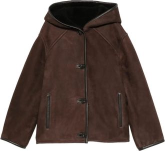 Yves Salomon Lambskin Suede Jacket with Shearling-Lined Hood