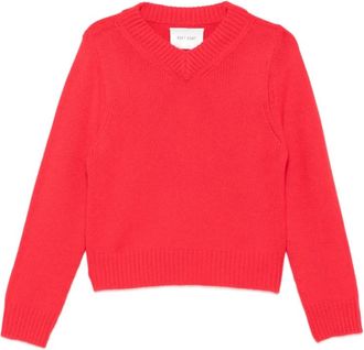 Soft Goat Truien & Vesten, Dames, Rood, M, Wol, Ribbed V-neck Sweater