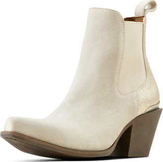 Ariat Womens Bradley Western Boots in Cloud White Suede Embossed Pearl, B Medium Width, Size 4, by Ariat