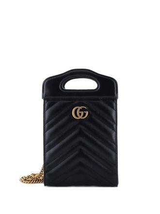 Gucci GG Marmont Top Handle Convertible Chain Tote Matelasse Leather Mini crossbody bag - Black