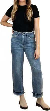 So Me Vessie Frayed High Rise Jeans In Distressed Denim