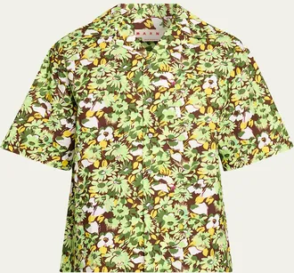 Marni Mens Multicolor Floral Cotton Camp Shirt