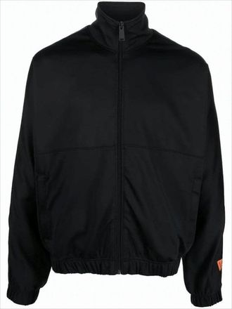 Heron Preston Boxy Black Jacket With High Collar And Zipper Closure