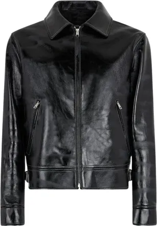 Roberto Cavalli Heren, Jassen, Zwart, Maat: M Leer