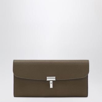 Toteme Taupe grained-leather T-lock wallet