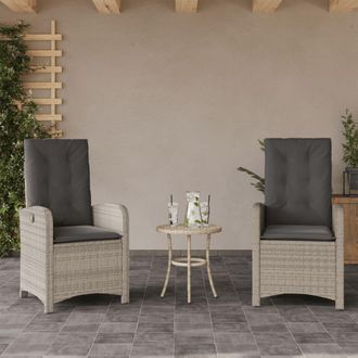 vidaXL Vidaxl - Sillones Reclinables De Jard&iacute;n Con Cojines Gris 2 Uds Rat&aacute;n Pe