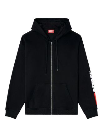 Diesel Black S-Boxt-Zip-Hood-Div Cotton Hoodie
