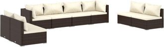 vidaXL 8 Pcs Garden Lounge Set Con Coj&iacute;n Mimbre Pe Brown