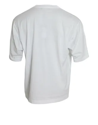 Dolce & Gabbana White Cotton Short Sleeves Crewneck Mens T-shirt