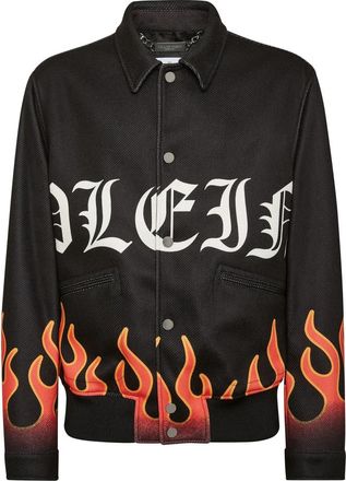 Philipp Plein Collared Bomber Flame - Heren - Zomerjassen - Zwart - 3XL - Polyester - Jassen