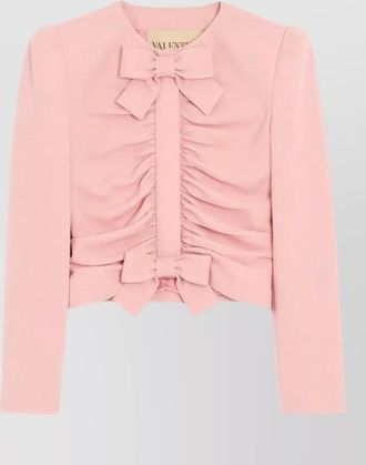 Valentino ruched front cropped jacket bow detail