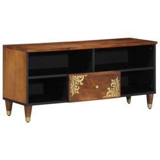 Berkfield Home TV Cabinet 100x33x46 cm Solid Wood Mango in Brown | Size: 100 x 33 x 46 cm