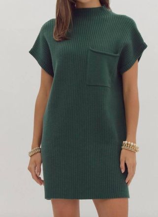 Entro Andrea Ribbed Knit Sweater Dress In Forest