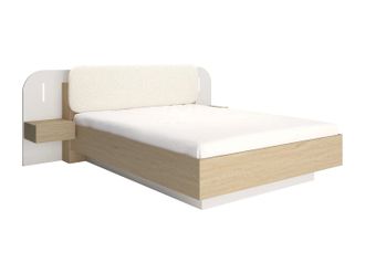 Vente-Unique Letto Con Comodini 160 X 200 Cm - Con Led - Colore: Beige E Naturale - Lyorima