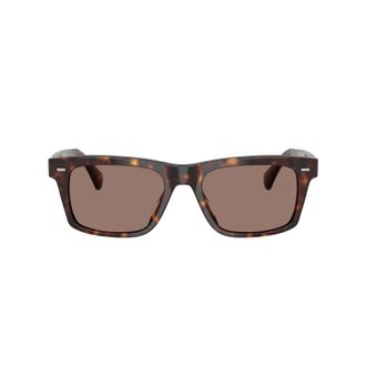 Oliver Peoples 0ov5596su Rectangular Tortoiseshell Acetate Sunglasses with Metallic Accents