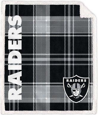 Pegasus Sports Las Vegas Raiders Nfl Team Classic Plaid Sherpa Throw