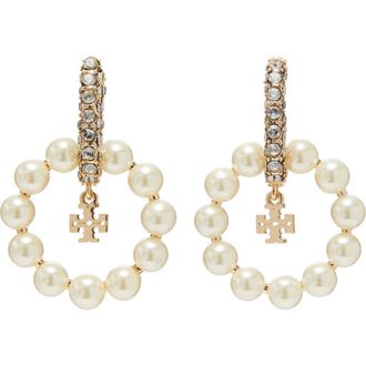 Tory Burch Moondance Faux Pearl Hoop Earrings at Nordstrom