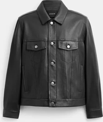 Coach Leather Trucker Jacket
