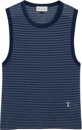 Ami Gestreept Mouwloos Top - Dames - Tops zonder mouwen - Blauw - S - Katoen - Tops
